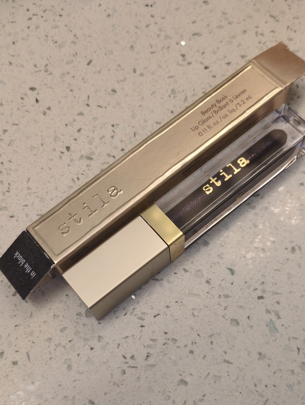 Stila Beauty Boss Sheer Lip Gloss "In The Black": Packed w Microglitter Shimmer